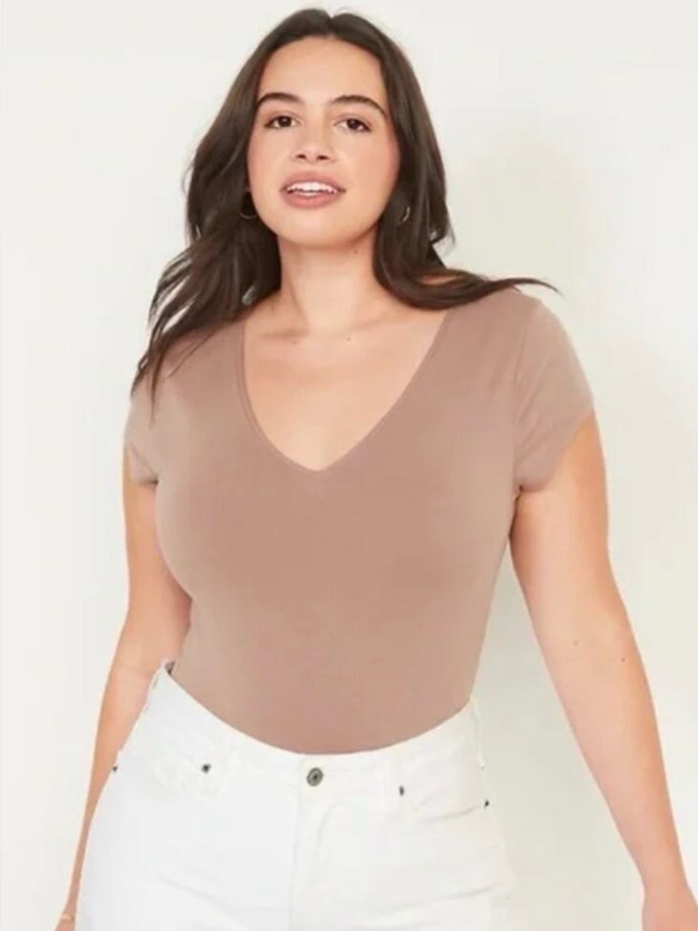 FOUR Old Navy Women's Bodysuits in Cream, Red, Brown, and Grey